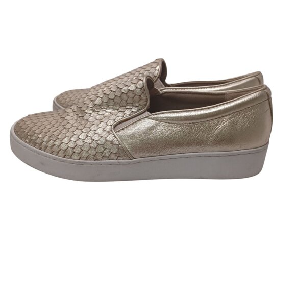 Vionic Leather Sneakers Gold Snakeskin Print Midi Slip On Comfort Shoes Womens 8 - Picture 13 of 13